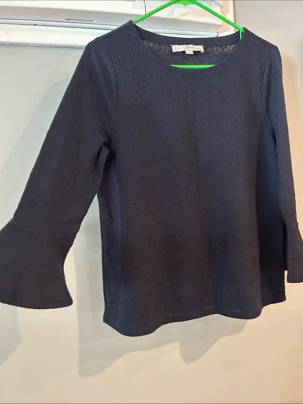 LOFT Navy Blue Girls Long-Sleeve Bell Cuff Top